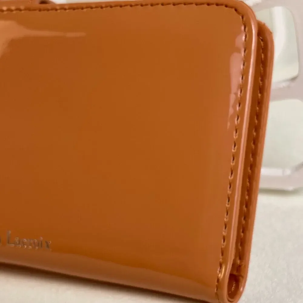 CXL Christian Lacroix Metro Patent Bi-Fold Skinny Wallet Tango NWT $48